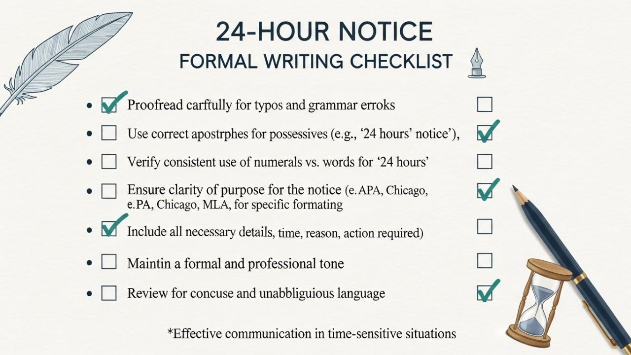 24 Hours Notice or 24 Hour’s Notice or 24 Hours’ Notice?